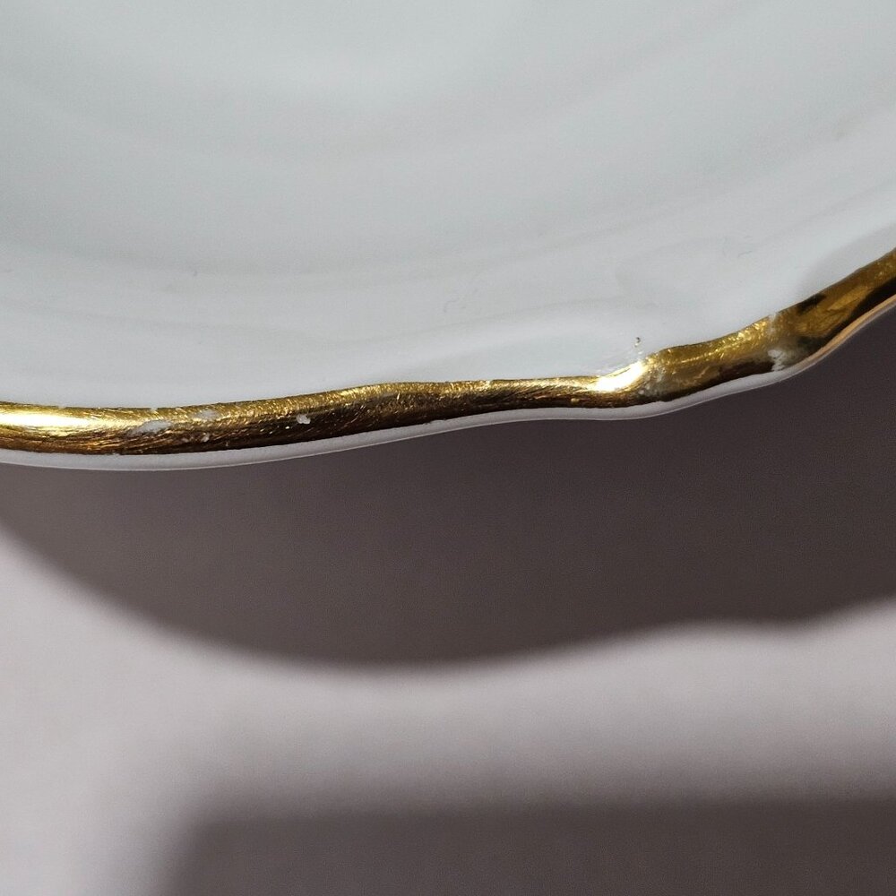 Schaller Bavaria Regency Serving Bowl 8" scallop edge gold trim 50s West Germany - Picture 4 of 9